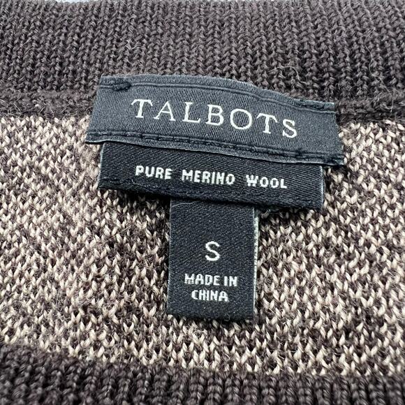 Talbots Houndstooth Brown Merino Wool 3/4 Sleeve Sweater Women's Size Small - Picture 5 of 7
